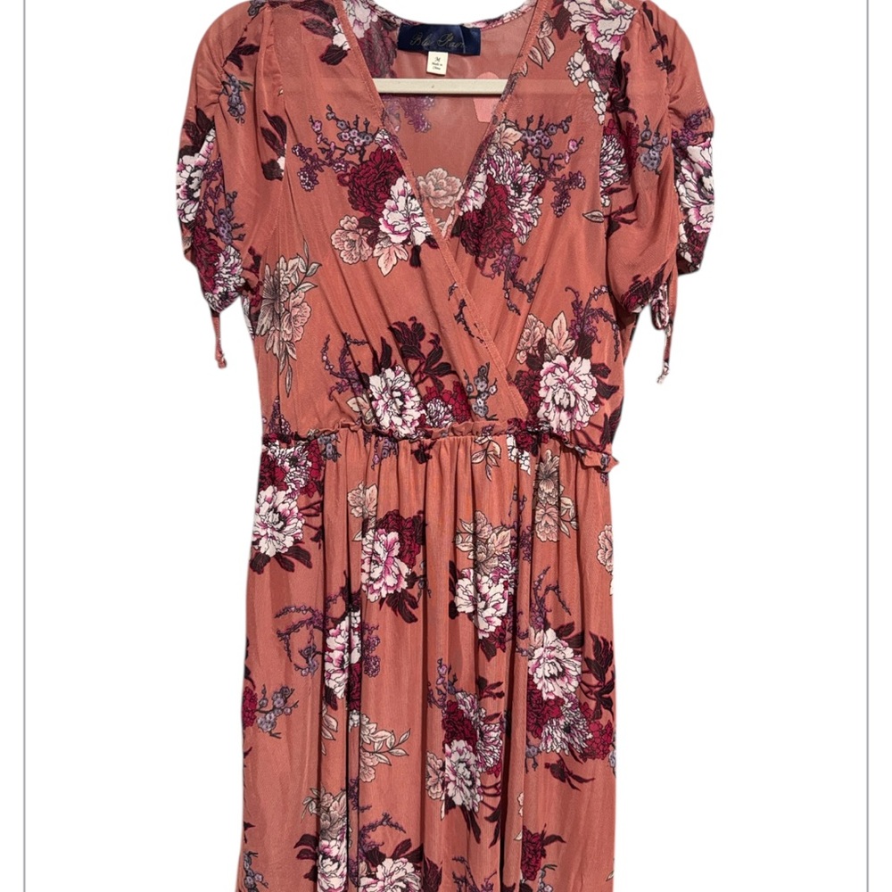 Blue Rain Floral Midi Dress in Rust and Purple